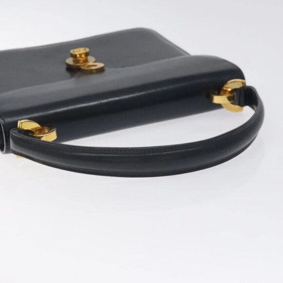 GUCCI Hand Bag Leather Navy Gold Auth - Picture 7 of 16